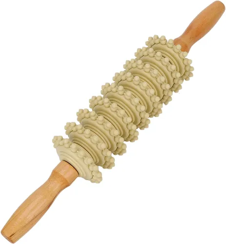 Vista 6 de YUYTE Rodillo de masaje de madera para cintura y muslo, puntos de liberación de piernas delgadas para celulitis, dolor de fascia para mujeres