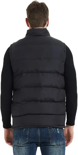 Vista 2 de MADHERO Chaleco acolchado con cuello alto acolchado sin mangas para hombre