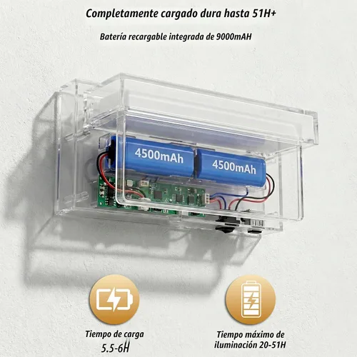 Vista 5 de Aplique de pared de batería cromado con interruptor de encendido/apagado, lámpara de pared LED de 8 pulgadas, pantalla acrílica, lámpara de pared