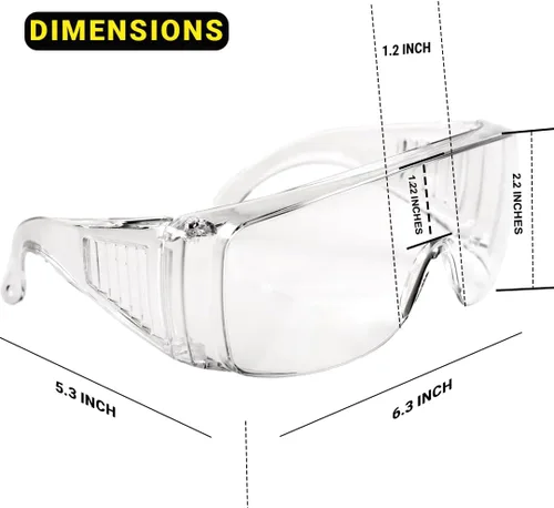 Vista 4 de Paquetes al por Mayor de Gafas de Seguridad Sobre Anteojos - (ANSI Z87, Antivaho, Resistente a Arañazos, Protección UV)