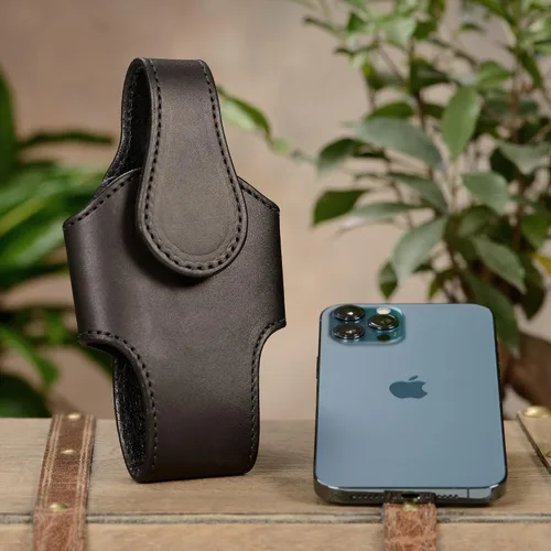 Vista 2 de Funda de cuero con cierre magnético, negro, grande