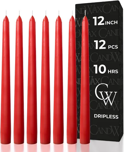 Vista 51 de CANDWAX Juego de 12 velas cónicas color naranja de 8 pulgadas, sin goteo, sin perfume, de larga duración, perfectas para fiesta de Halloween