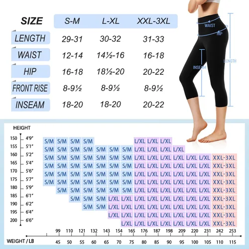 Vista 6 de we fleece Paquete de 3 leggings capri para mujer, no se transparentan, cintura alta, pantalones capri suaves con control de abdomen para yoga