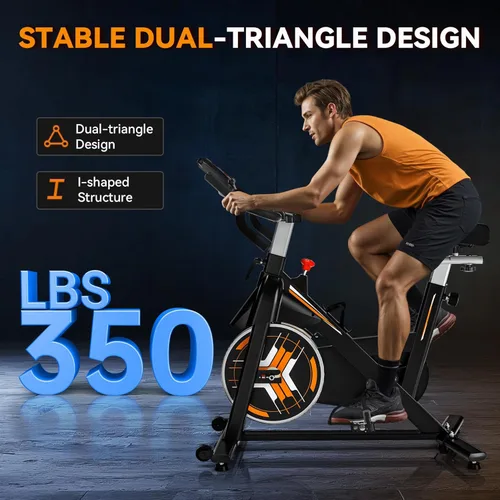 Vista 3 de Exercise Bike, Wenoker Stationary Bike for Home App Sync Indoor Bike with Adjustable Seat and Multi-grips Handlebar, Transport Wheels and Fitness