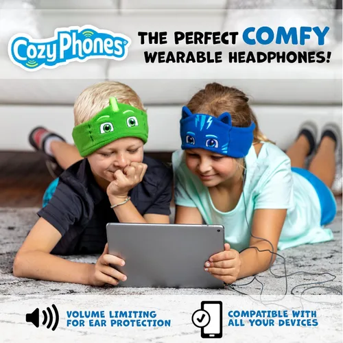Vista 2 de CozyPhones PJ Masks Catboy Auriculares para Niños Sobre la Oreja con Diadema - Volumen Limitado con Altavoces Delgados y Diadema de Vellón Suave