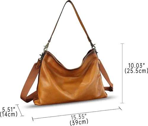 Vista 5 de Bolso Hobo de cuero genuino para mujer, bolso de mano vintage, bolso de hombro hecho a mano, bolso cruzado