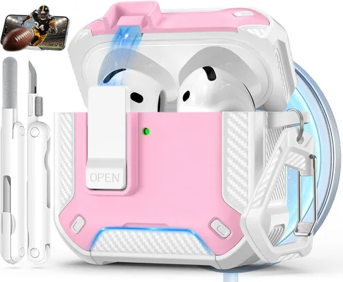 Vista 23 de Funda para AirPods Pro de 2 generación con soporte para teléfono, diseño de interruptor automático de protección completa contra caídas con kit
