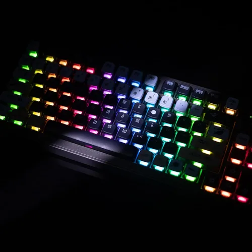 Vista 3 de GK GAMAKAY Teclado mecánico LK75 con junta al 75% con pantalla inteligente TFT 2 en 1 y perilla, Bluetooth 5.02.4GHzUSB-C con cable MDA Perfil