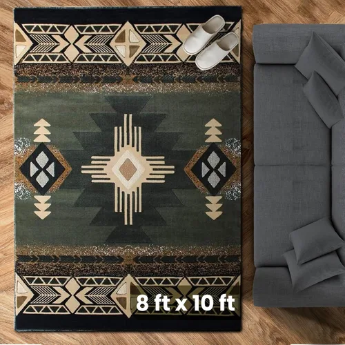 Vista 77 de YHSF South West - alfombra estilo nativo americano del suroeste C318 - fácil de limpiar, gruesa, suave, duradera, alfombra inspirada en tribus