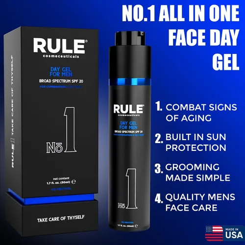 Vista 5 de No.1 Day Gel para hombres, hidratante facial antienvejecimiento 10 en 1 para reducir las arrugas, SPF 20, colágeno, vitaminas B, C y E, combinación