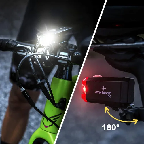 Vista 3 de Everbeam StVZO - Juego de luces LED delanteras y traseras para bicicleta, recargable, para conducción nocturna, luz USB para bicicleta, luz