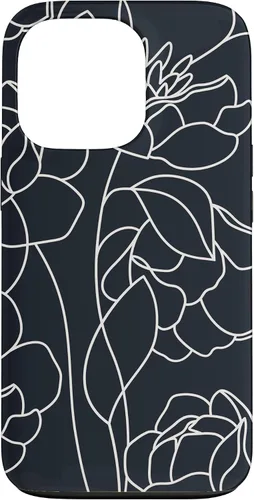 Vista 10 de iPhone 16 linda peonía rosa flor estética dibujo abstracto línea arte caso