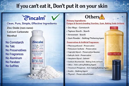 Vista 13 de Zincalm - Polvo totalmente natural para cuerpo y pies, concentrado 50% de zinc, sin almidón de maíz, absorción de humedad, antirozaduras, fricción