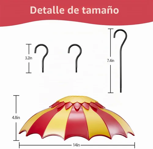 Vista 2 de Beserie - Bafle de comedero de pájaros de 14 pulgadas con foso de hormigas, cubierta protectora de lluvia para comedero de pájaros grande
