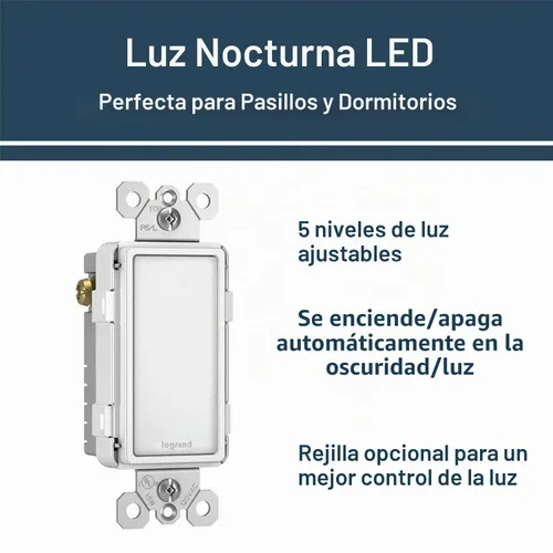 Vista 2 de Legrand Radiant 15 Amp Full 5-Level LED Luz nocturna ajustable Blanco