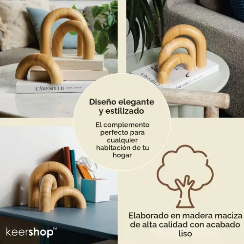Vista 3 de Juego de 3 piezas de arcos naturales para decoración del hogar, objetos estéticos de estantes, mesa de centro y estante de estantería, objetos Juego