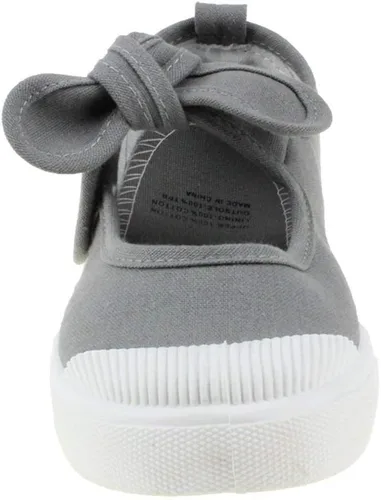 Vista 5 de Maxu - Zapatos planos de lona para niña, con lazo, color gris, talla 6.5, Gris