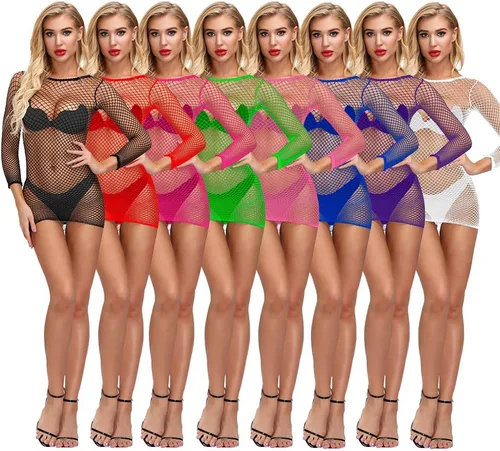 Vista 6 de Lencería elástica de malla para mujer, sin costuras, ropa de dormir, talla libre