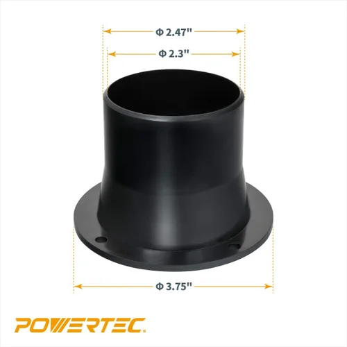 Vista 7 de POWERTEC 70298 Brida de entrada de puerto de polvo, apertura de 2,5 pulgadas OD para manguera flexible