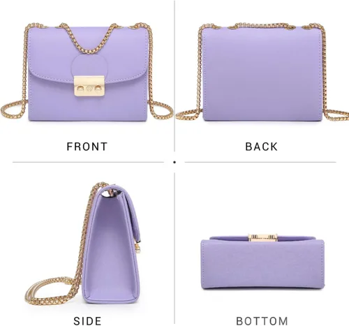 Vista 4 de Dasein Bolso cruzado pequeño para mujer, bolso de noche de diseñador, bolso de mano para bodabaile de graduaciónfiesta con doble correa de cadena