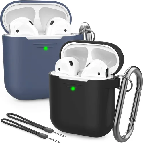 Vista 16 de AhaStyle Funda Protectora de Silicona Mejorada [LED Frontal Visible] Compatible con Apple AirPods 2 y 1 (Negro)