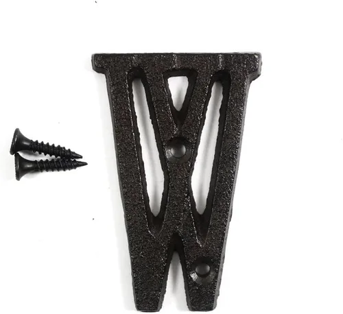Vista 22 de Letras del abecedario de 3" en metal de hierro fundido decorativas, estilo clásico, para colgar letreros de pared, dirección, nombre, letrero