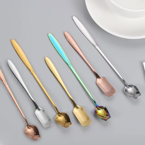 Vista 4 de uxcell 4 mini cucharas de café expreso de acero inoxidable de 5 pulgadas, cucharas de postre, cucharas de té helado para café, helado, té, azúcar