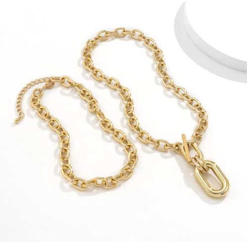 Vista 4 de Collares en capas de cadena gruesa, gargantilla de palanca, collar punk para mujeres y niñas