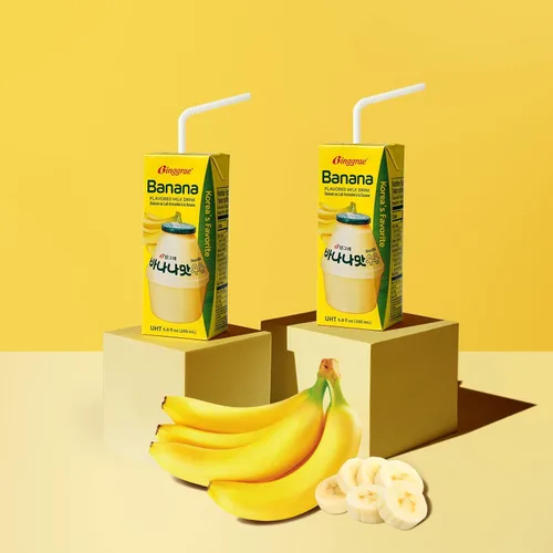 Vista 3 de Binggrae Bebida de Leche con Sabor a Plátano – Bebida Coreana Dulce y Cremosa – Cartones Estables en Estante de 6.8 fl oz – Paquete de 6