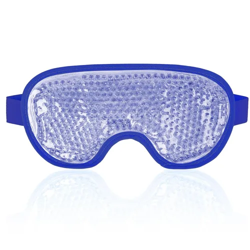 Vista 8 de NEWGO Mascarilla refrescante para ojos hinchados, máscara de ojos fríos para ojos para después de cirugía de ojos, alivio del estrés tensional, Azul