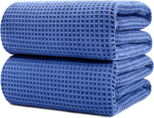 Vista 13 de POLYTE Sábanas de baño de microfibra de secado rápido de 430 GSM sin pelusas, 70 x 35 pulgadas, juego de 2 (tejido gofre)