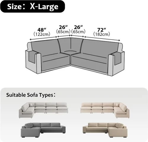 Vista 3 de Fundas para sofá modular, impermeables, 6 piezas, fundas de sofá en forma de L, lavables, antideslizantes, fundas para sofá seccional, suaves