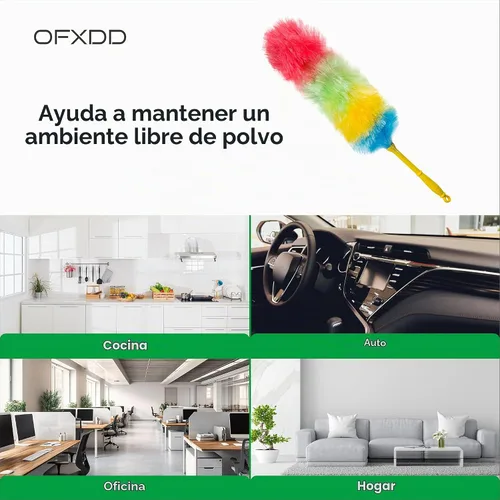 Vista 5 de Coloridos plumeros de cerdas duras estáticas para limpieza – Cepillo magnético resistente para el polvo para muebles – Limpieza antiestática