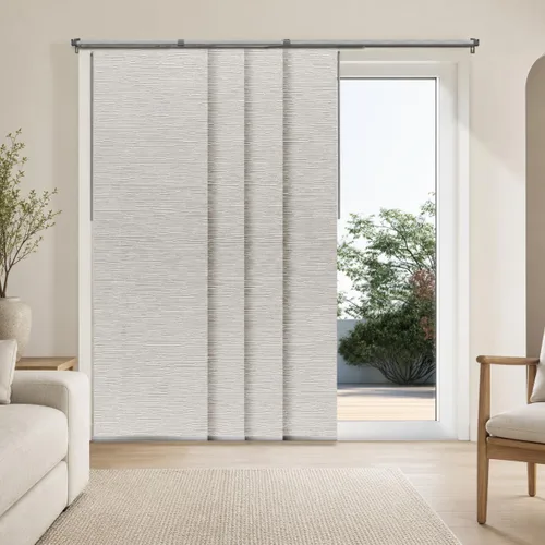 Vista 26 de CHICOLOGY Elegantes Persianas Verticales Transparentes Blancas para el Hogar, Ventanas Interiores Grandes, Puerta Corrediza, Patio (78" An x 84" Al)