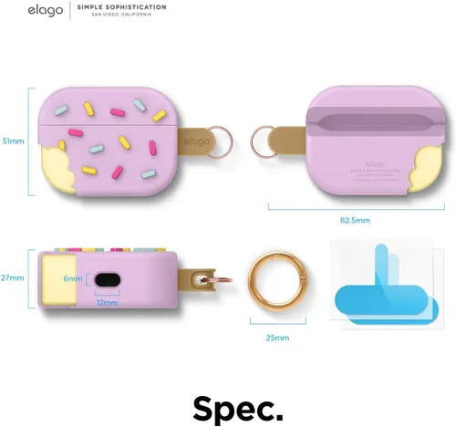 Vista 8 de elago - Funda con llavero para audífonos AirPods Pro de Apple en forma de helado.