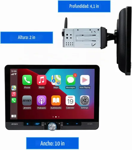 Vista 5 de Jensen J1CA10FL 10.1" Apple CarPlay Android Auto Single/Double DIN inalámbrico Fits single or double DIN, wired or wireless Certified Apple