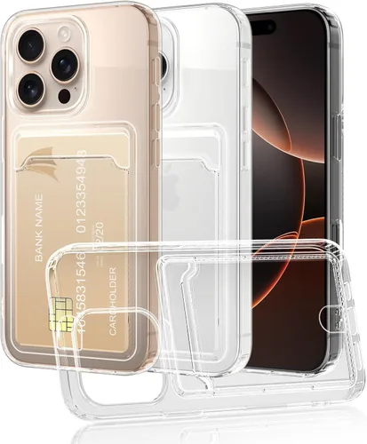 Vista 16 de Funda transparente compatible con iPhone 14 Pro con ranura para tarjetero, a prueba de golpes, funda protectora de silicona suave y delgada, funda