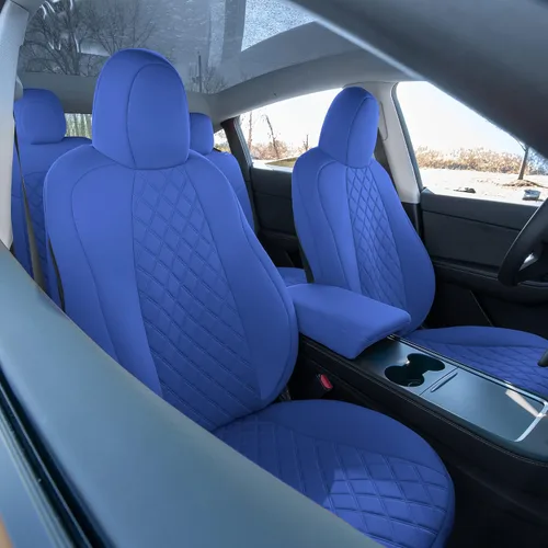 Vista 17 de FH Group Fundas de asiento de automóvil de ajuste personalizado hechas específicamente para Tesla Model Y Ultraflex 2020-2025, fundas de asiento
