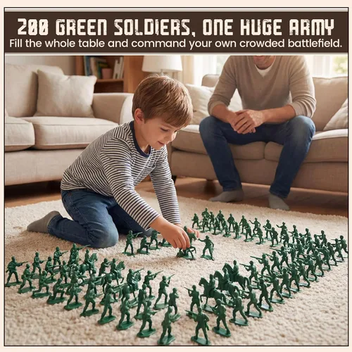 Vista 2 de LovesTown 200 soldados de juguete del ejército para hombres, juguetes militares clásicos para niños de más de 3 años, proyectos escolares, dioramas