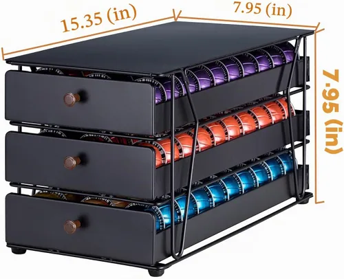 Vista 2 de Nespresso Pods Vertuo Holder, organizador de cápsulas de café de 3 Negro1