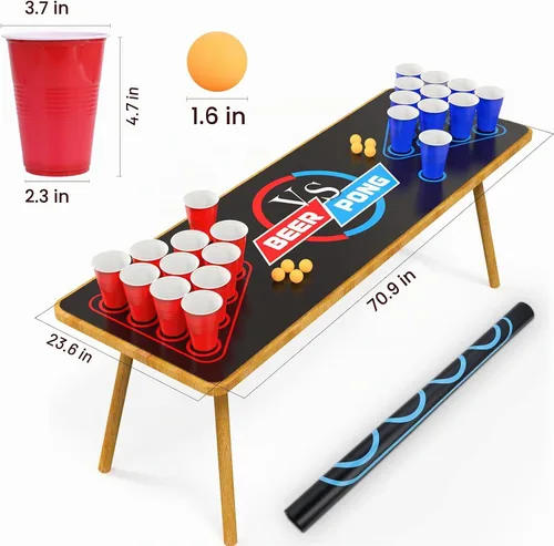 Vista 6 de GOLDGE Tapete de mesa de Beer Pong de 63 x 23.6 pulgadas (primera edición)