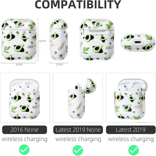 Vista 4 de AKABEILA Funda compatible con Apple Airpods 2, diseño de policarbonato duro, transparente, a prueba de golpes [LED frontal visible], funda
