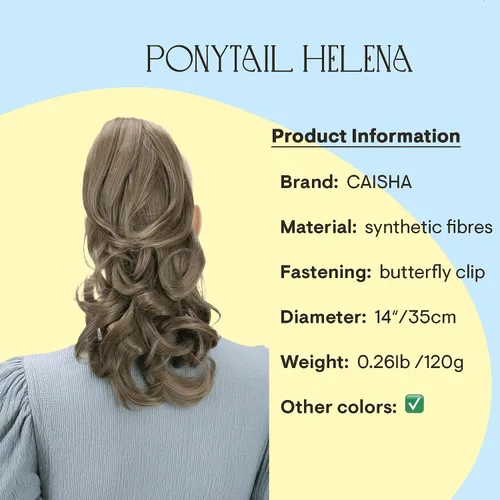 Vista 5 de PRETTYSHOP - Extensión de cabello rizado voluminoso, cola de caballo de 14 pulgadas con clip, resistente al calor