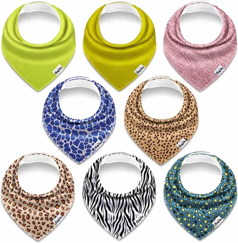 Vista 10 de KiddyStar Organic Cotton Baby Drool Bibs Soft, Adjustable, Absorbent, Unisex Teething Bandana Bibs for Babies