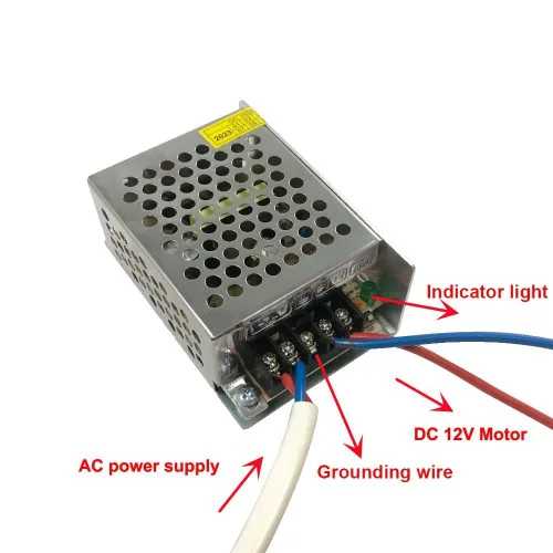 Vista 8 de BRINGSMART Motor de engranaje helicoidal de 12V 18rpm DC con transformador de voltaje de 12V 2A 26.5 lbs.cm de baja velocidad Mini Turbina Worm 12V