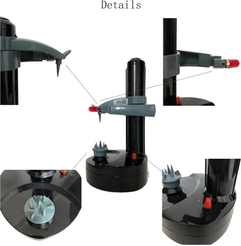 Vista 5 de Pelador Eléctrico de Patatas para Cocina, Peladore de Verduras para Calabacín y Zanahoria, Peladore Automático de Patatas, Peladore Eléctrico