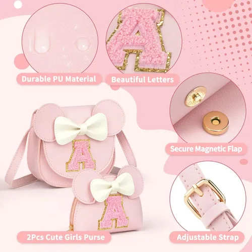 Vista 4 de Regalos de bolso para niñas Regalos de cumpleaños para niñas de 3, 4, 5, 6, 7 y 8 años, bolso para niña pequeña, bolso cruzado (A, rosa)