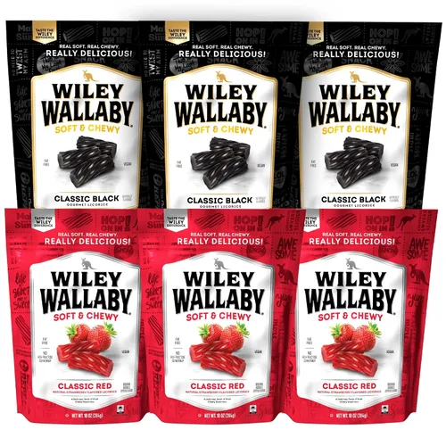 Vista 10 de Wiley Wallaby Regaliz 10 onzas Clásico Gourmet Suave y Masticable Regaliz Australiano en Forma de Twists, Paquete de 6