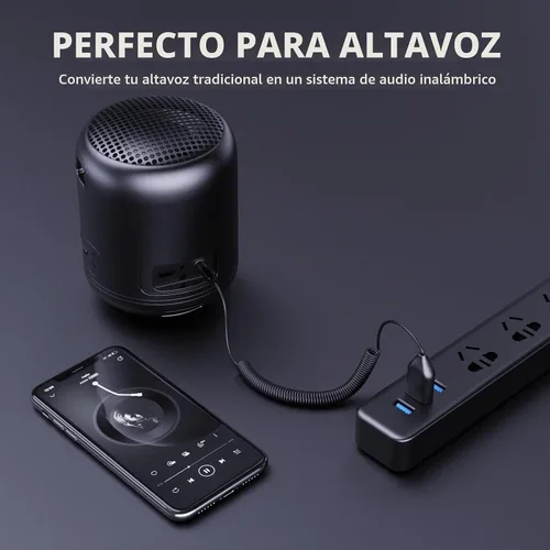 Vista 9 de Smof Adaptador auxiliar a Bluetooth, BT5.2, llamadas manos libres