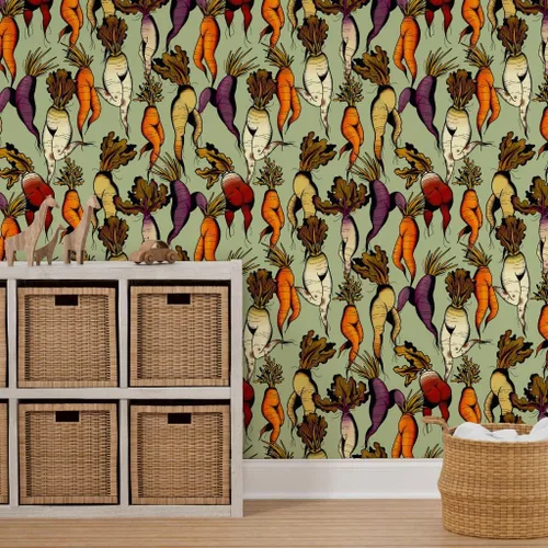 Vista 7 de Spoonflower Carrot Butts - Papel tapiz para despegar y pegar